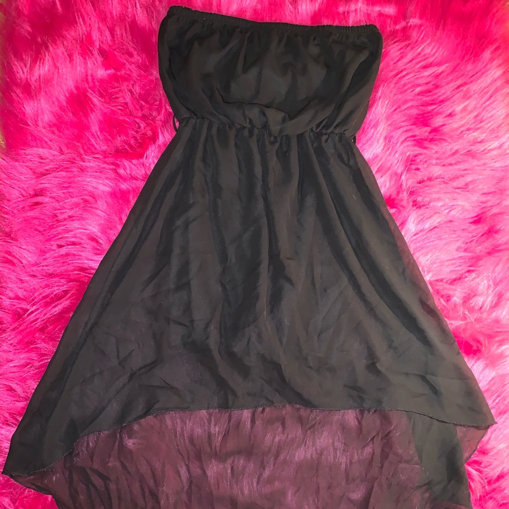 Strap less high low dress